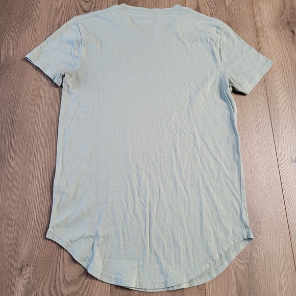 Hollister Shirt Mens Extra Small Green Embroidered Logo Casual Preppy Curved Hem - Picture 5 of 7